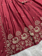 Metaphysical Maroon: Gilded Peacock Lehenga and Choli with Zardozi Work