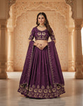 Royal Purple Peacock: Zardozi Embroidered Lehenga Choli Set