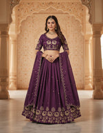 Royal Purple Peacock: Zardozi Embroidered Lehenga Choli Set