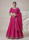 Elegant Silk Lehenga Set with intricate gold floral embroidery