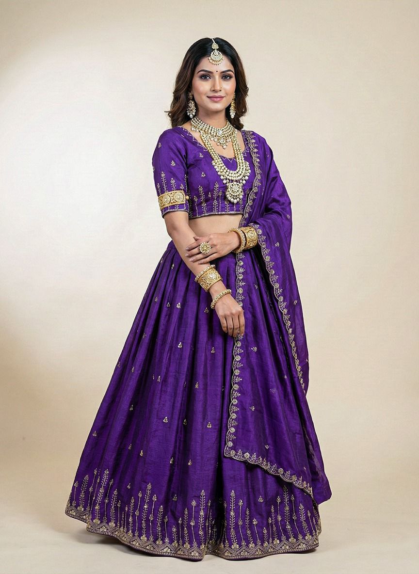 Traditional Silk Lehenga Choli in Majestic Purple