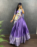 Modern Pastel Half-Saree with Traditional Print Dupatta