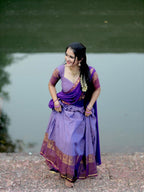 Dual-Tone Purple Silk Lehenga Choli Set – Lavender Ethnic Half Saree for Women