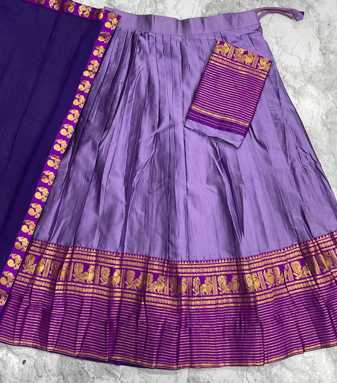 Dual-Tone Purple Silk Lehenga Choli Set – Lavender Ethnic Half Saree for Women