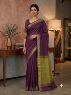 Elegant Handloom Khadi Cotton Saree with Matching Blouse Piece