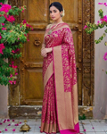 : Elegant Pink Banarasi Saree Look