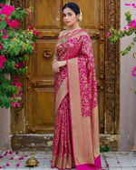 : Elegant Pink Banarasi Saree Look