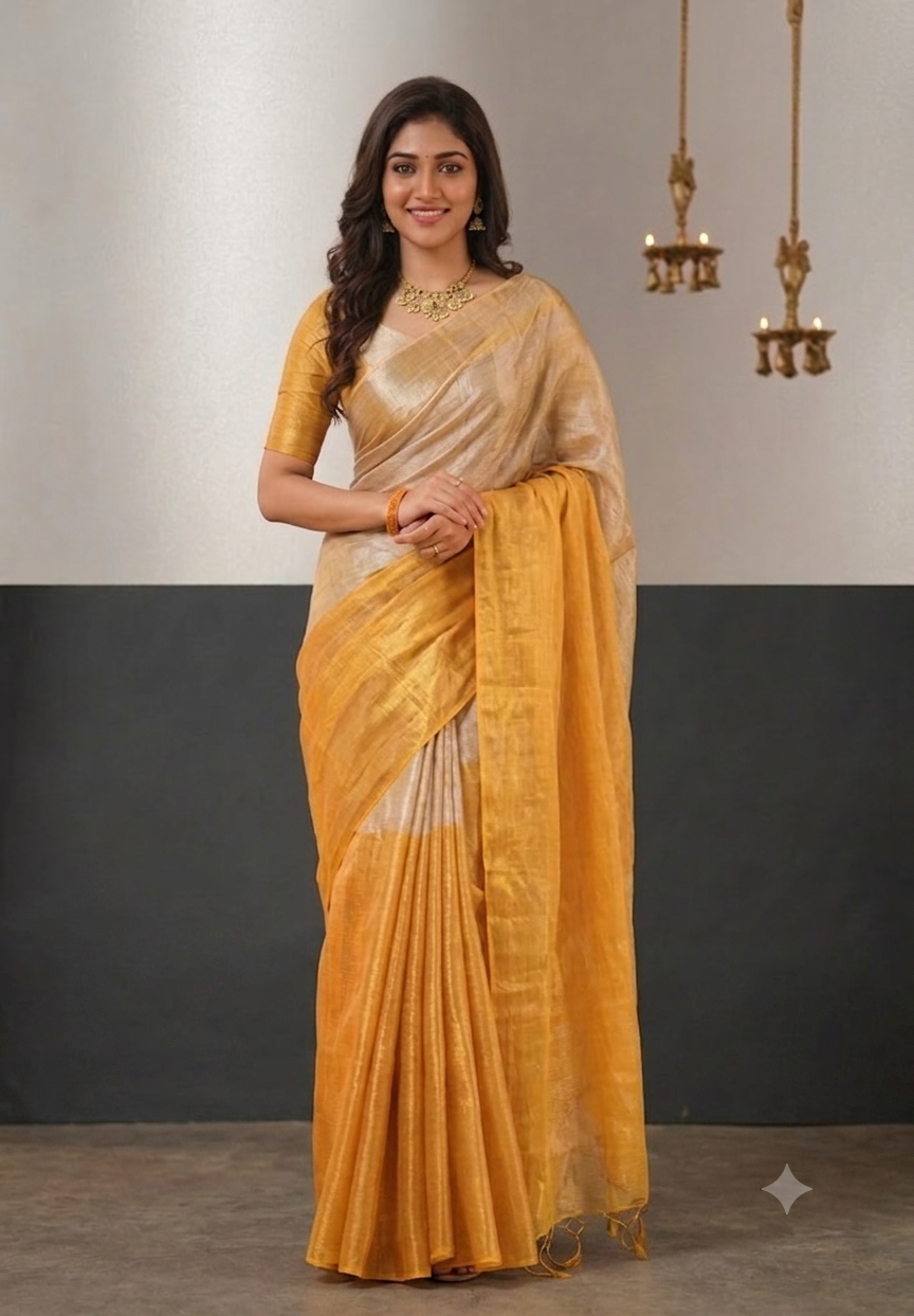 Regal Split Handloom Tissue Cotton Saree
