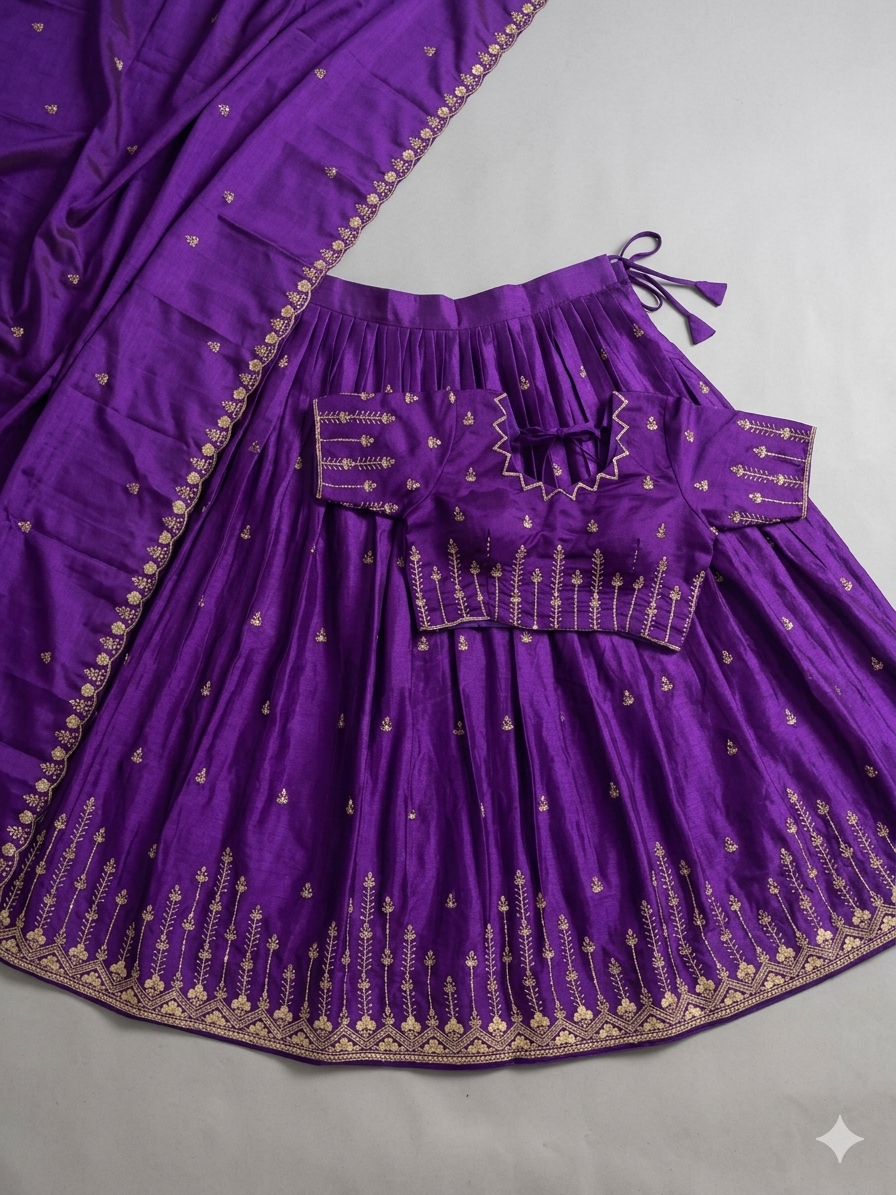 Traditional Silk Lehenga Choli in Majestic Purple