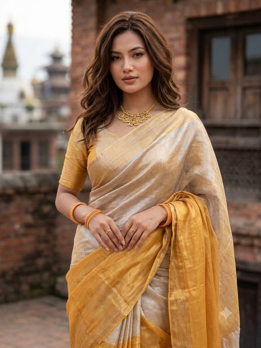 Regal Split Handloom Tissue Cotton Saree