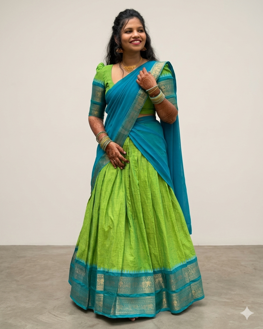 Traditional Elegance in Lime & Cerulean