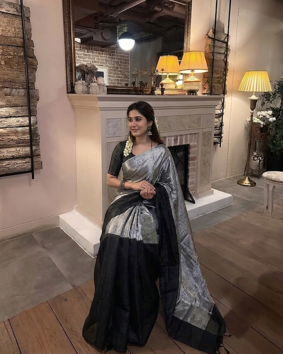 Regal Split Handloom Tissue Cotton Saree
