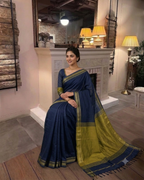Elegant Handloom Khadi Cotton Saree with Matching Blouse Piece