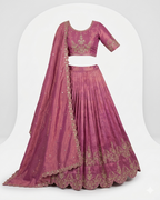 Elegant Scallop-Bordered Lehenga Choli in Dusty Rose