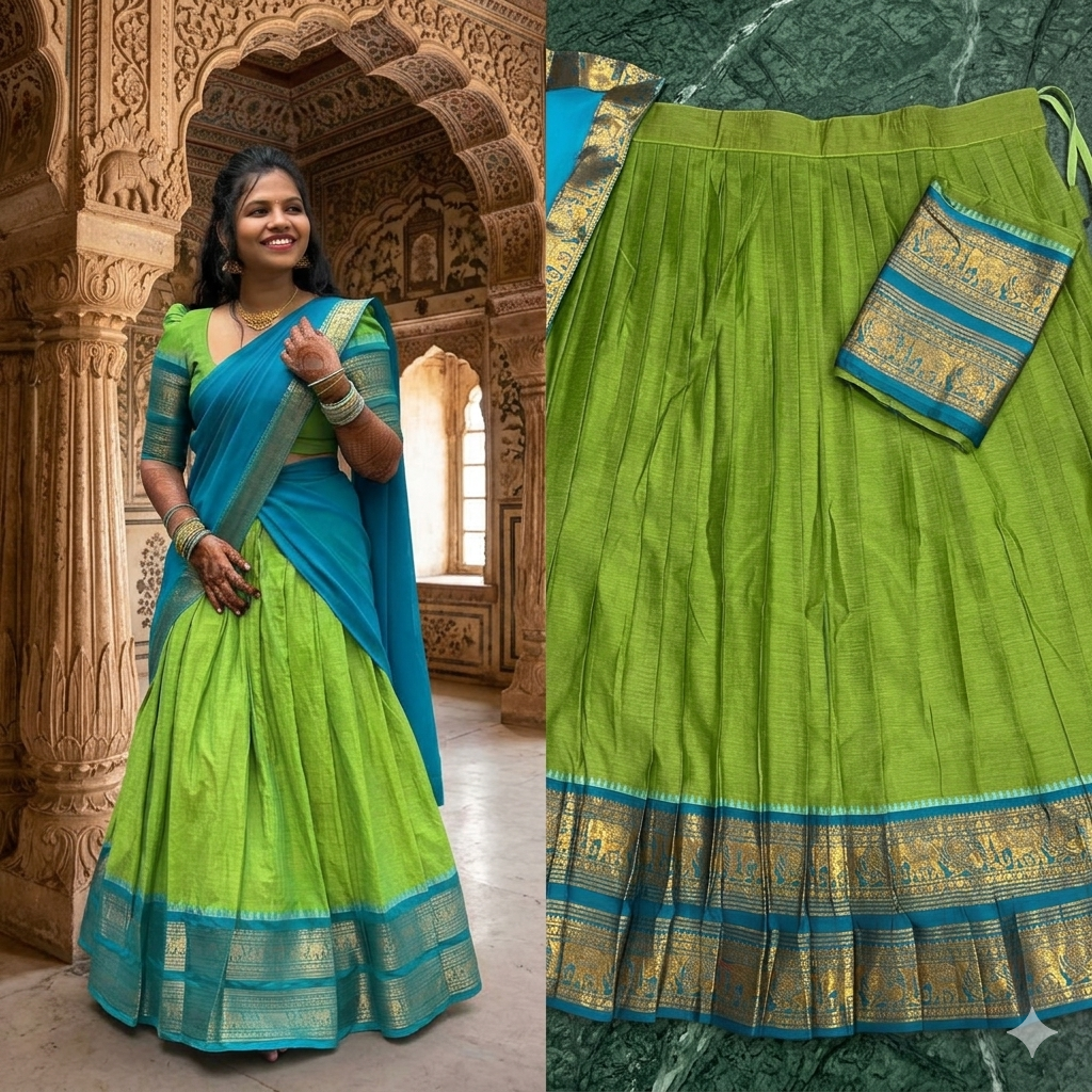 Traditional Elegance in Lime & Cerulean