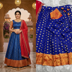 Traditional Pattu Pavadai with Contrast Zari Work