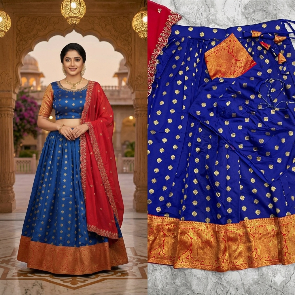 Traditional Pattu Pavadai with Contrast Zari Work