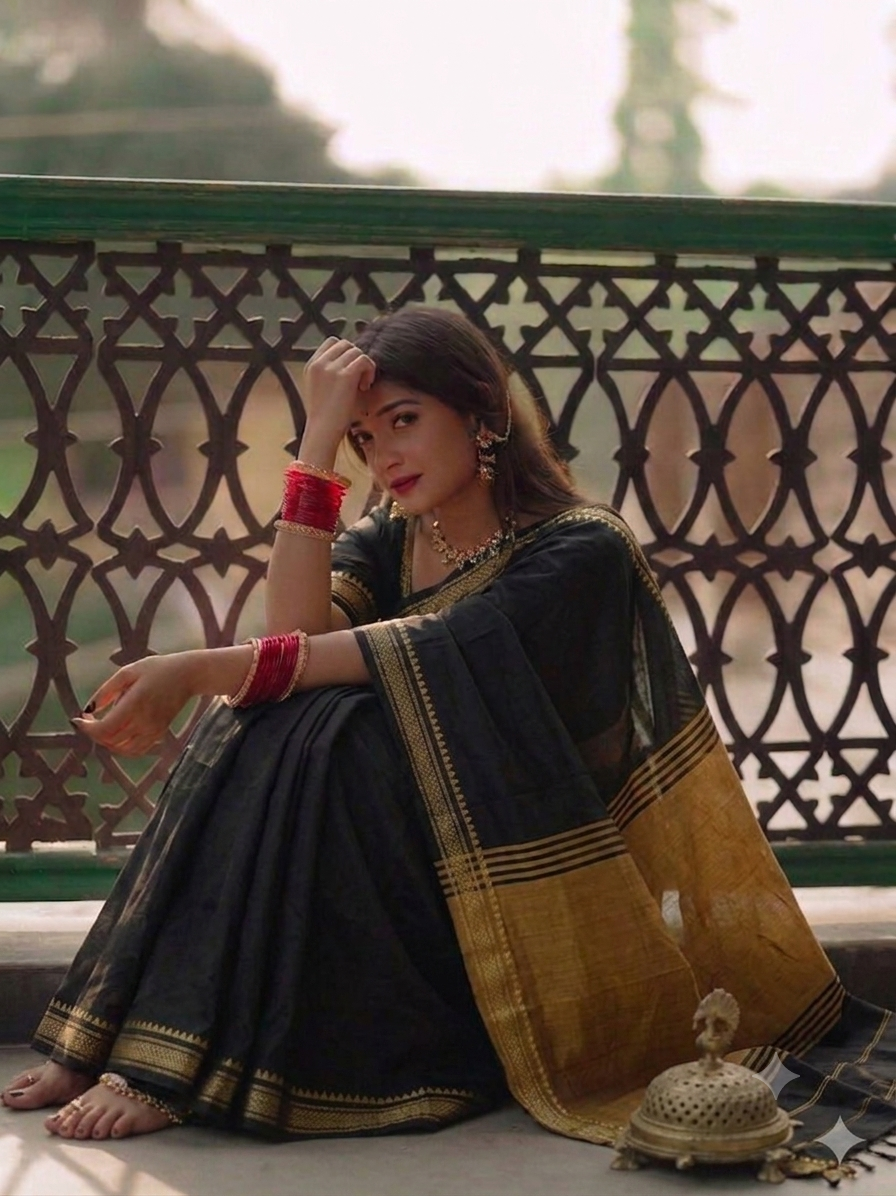 Elegant Handloom Khadi Cotton Saree with Matching Blouse Piece
