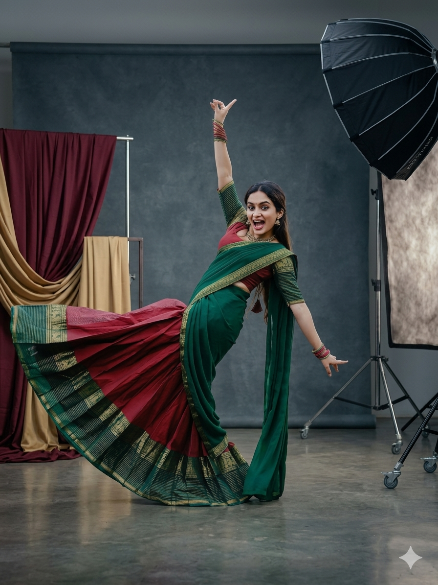 Vibrant Red Silk Lehenga with Contrast Green Ethnic Border