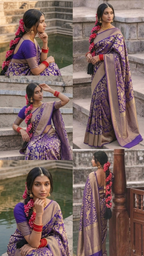 Elegant Purple Banarasi Saree Ensemble