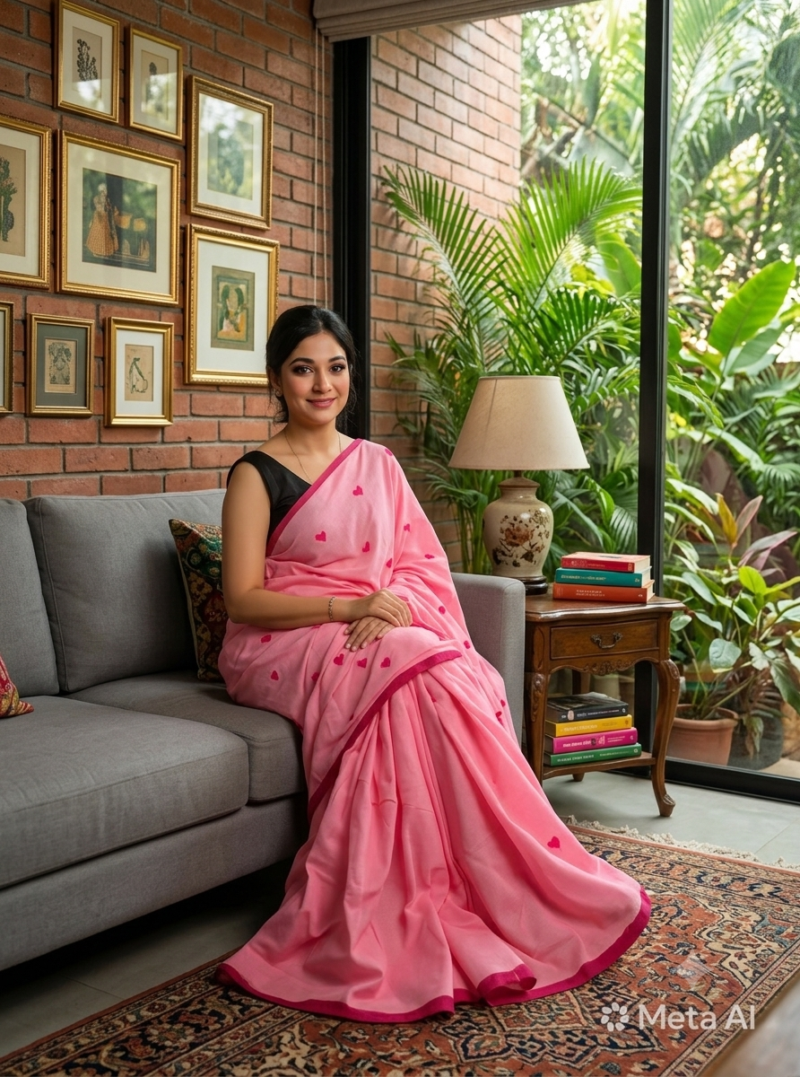 Pink Handwoven Khadi Cotton Saree