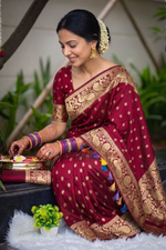 Elegant Maroon Banarasi Silk Saree