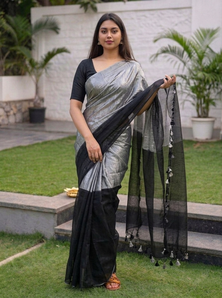 Regal Split Handloom Tissue Cotton Saree