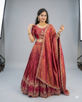 Royal Magenta Silk Lehenga with Intricate Zari Borders