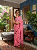 Pink Handwoven Khadi Cotton Saree