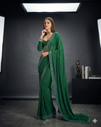 Majestic Bottle Green Mirror-Work Masterpiece