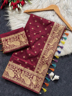 Elegant Maroon Banarasi Silk Saree