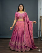 Elegant Scallop-Bordered Lehenga Choli in Dusty Rose