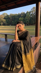 Elegant Handloom Khadi Cotton Saree with Matching Blouse Piece
