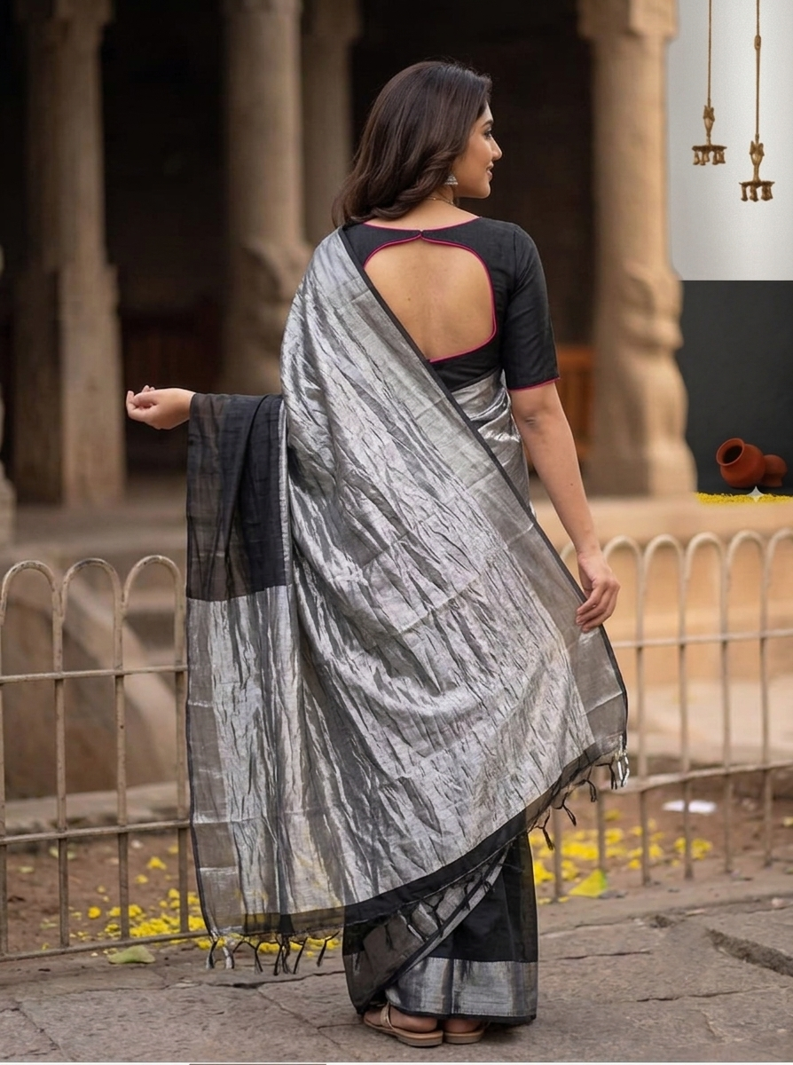 Regal Split Handloom Tissue Cotton Saree