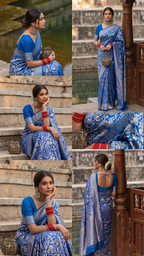 Elegant Royal Blue Traditional Saree Look