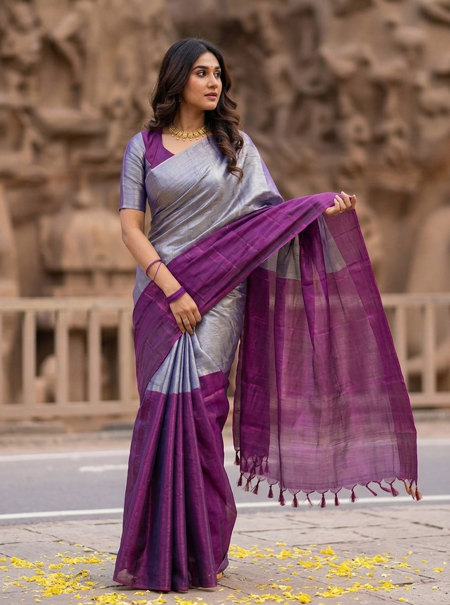 Regal Split Handloom Tissue Cotton Saree