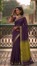 Elegant Handloom Khadi Cotton Saree with Matching Blouse Piece