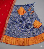 Royal Blue Banarasi Silk Lehenga with Rich Gold Zari & Crimson Red Dupatta
