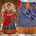 Royal Blue Banarasi Silk Lehenga with Rich Gold Zari & Crimson Red Dupatta