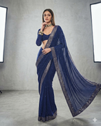 Navy Nightfall Mirror-Work Elegance