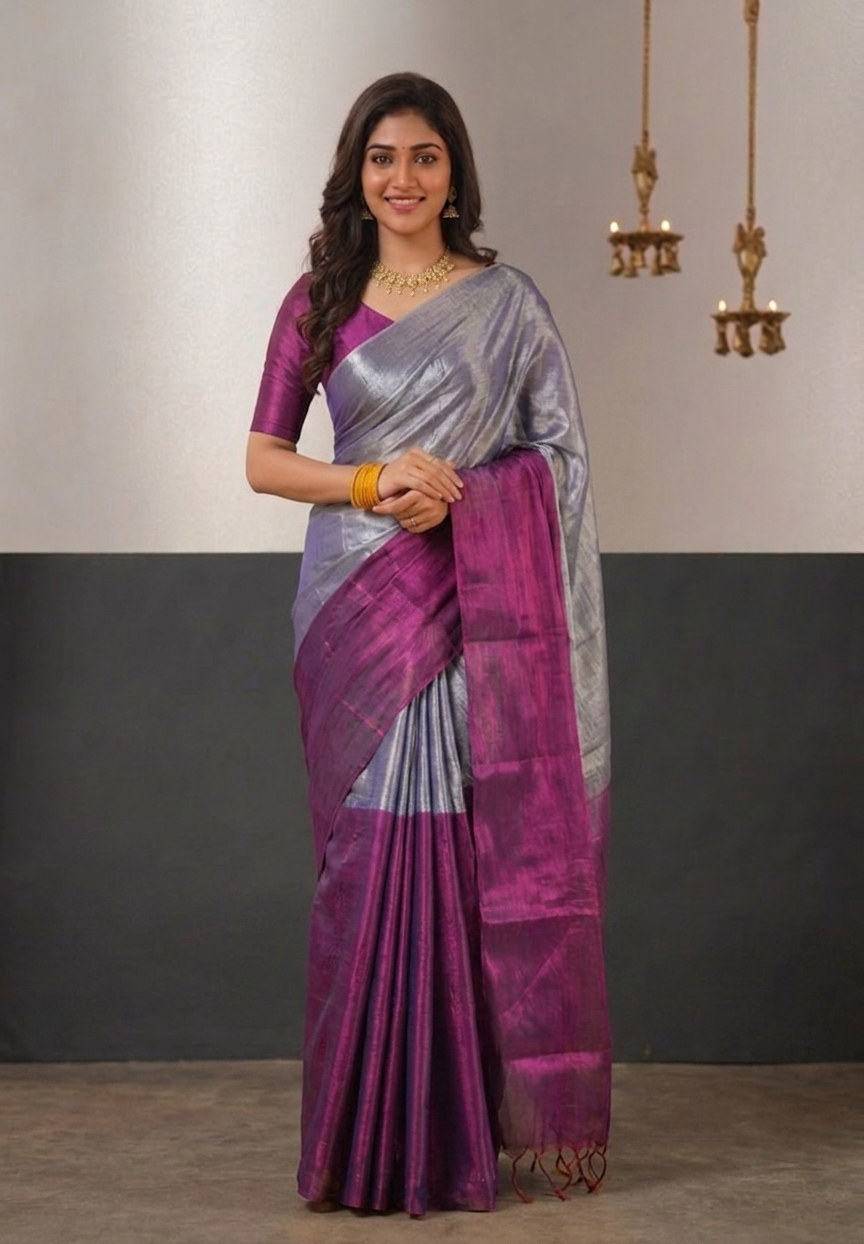 Regal Split Handloom Tissue Cotton Saree