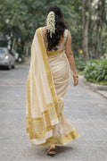 Cotton Saree with Golden Zari Border