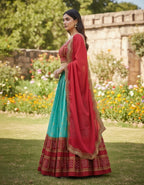 Classic Mint & Maroon Bandhani Lehenga