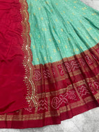 Classic Mint & Maroon Bandhani Lehenga