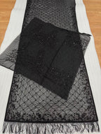 Intricately Embroidered Net Saree with Artisanal Mirror-Work Border