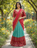 Classic Mint & Maroon Bandhani Lehenga