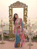 Elegant Sunset Elegance in Traditional Bandhani Saree