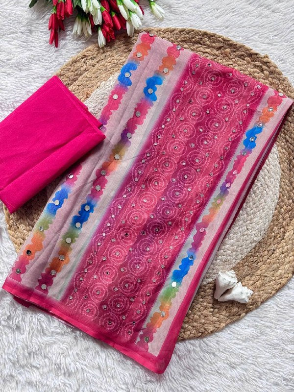 Elegant Sunset Elegance in Traditional Bandhani Saree