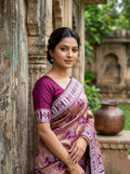 Royal Purple Elephant Motif Saree