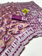 Royal Purple Elephant Motif Saree